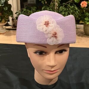Elegant Lavender Women's Hat with Floral Accents